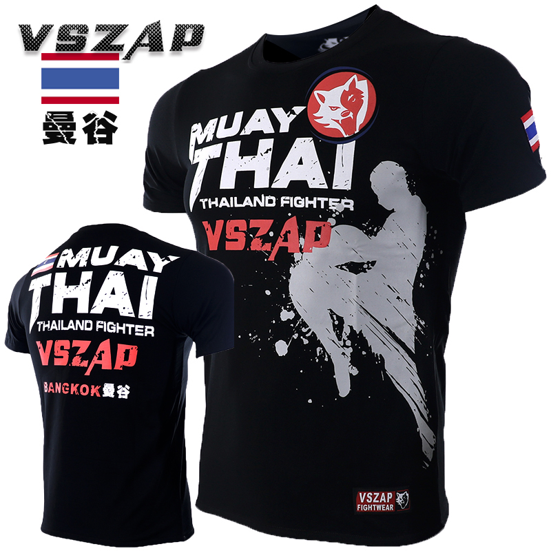 VSZAP MUAY THAI泰国泰拳健身短袖T恤MMA训练搏击格斗武林风播求