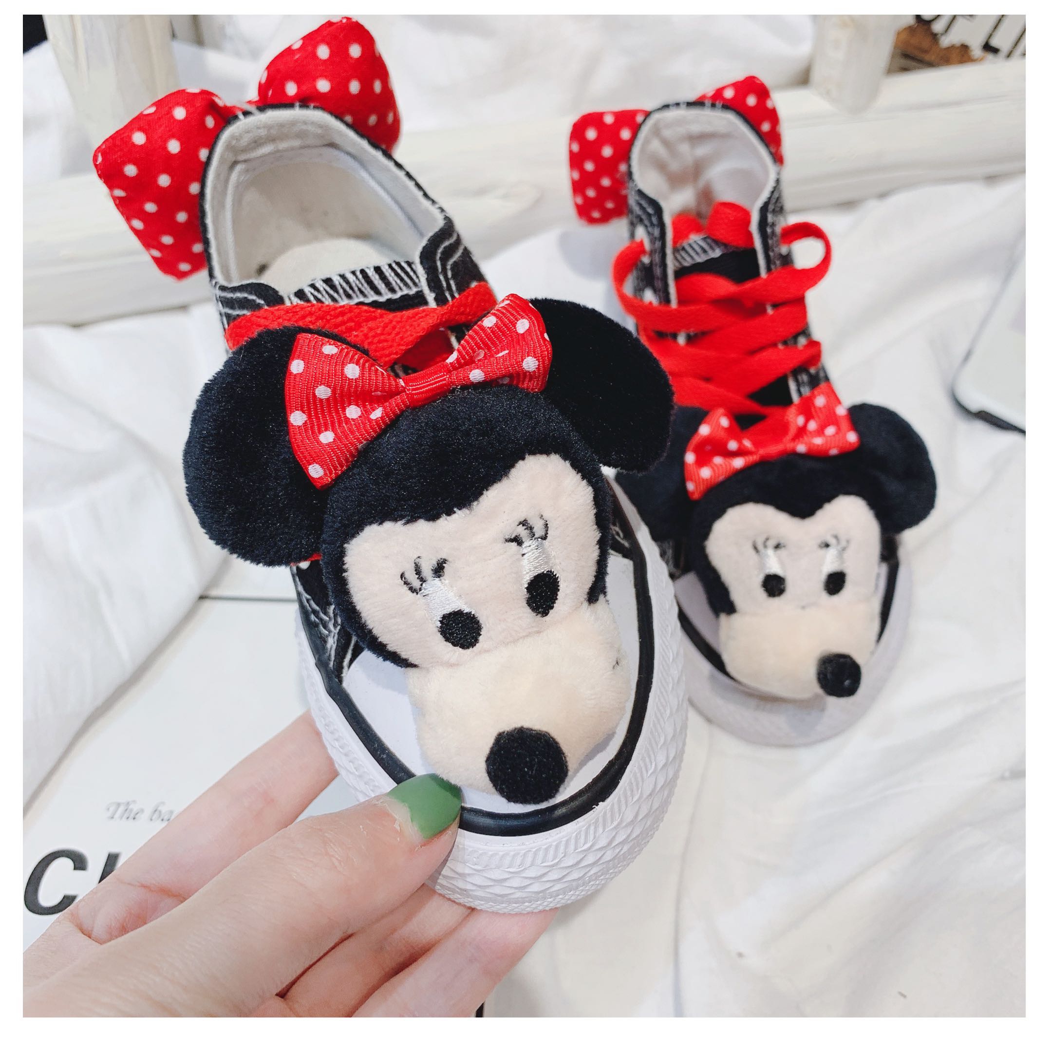 手工玩偶女鞋蝴蝶结儿童帆布布鞋女童春秋卡通帆布鞋