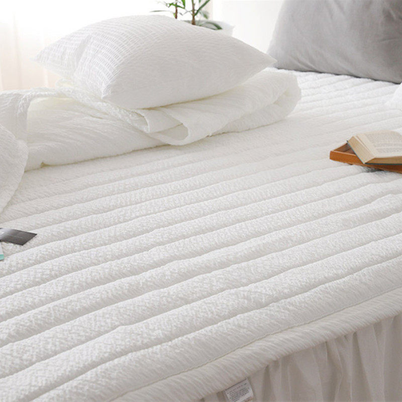 韩国代购莫代尔纤维泡泡纱透气夏天纯色床垫床单