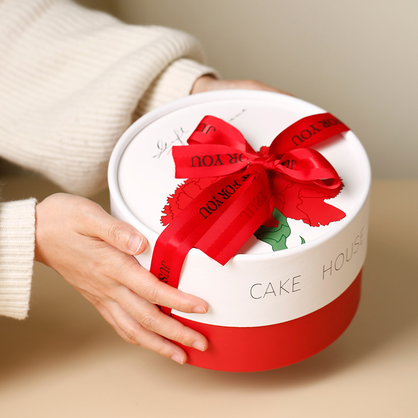 情人节圆形包装盒4寸6寸乳酪芝士戚风常温蛋糕点心包装盒