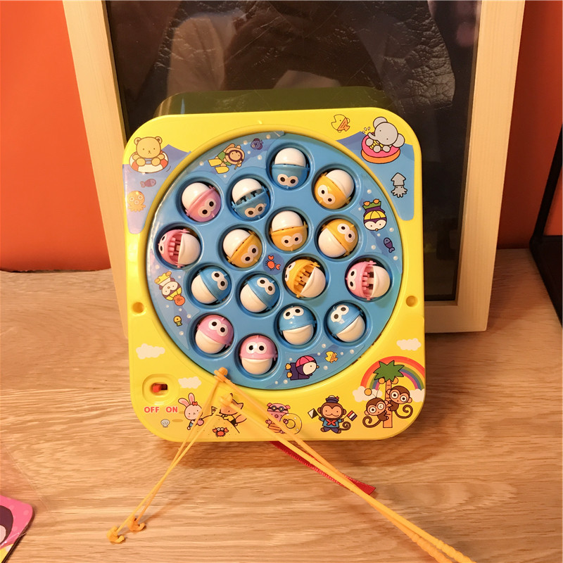 日本beans 儿童钓鱼音乐转盘玩具儿时转盘鱼电动室内益智玩具