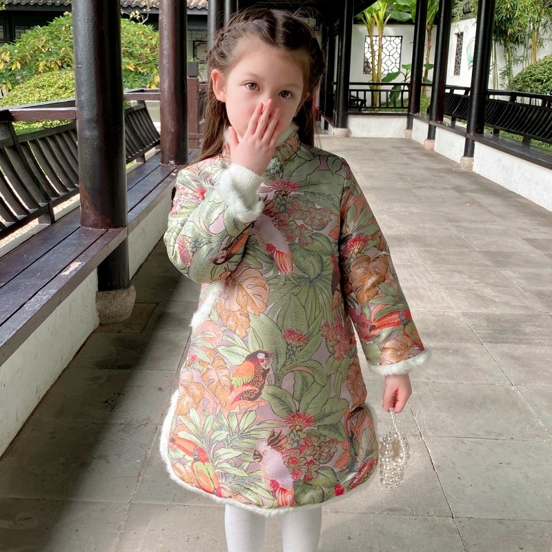旗袍女童冬季2022新款女宝拜年儿童复古裙子旗袍
