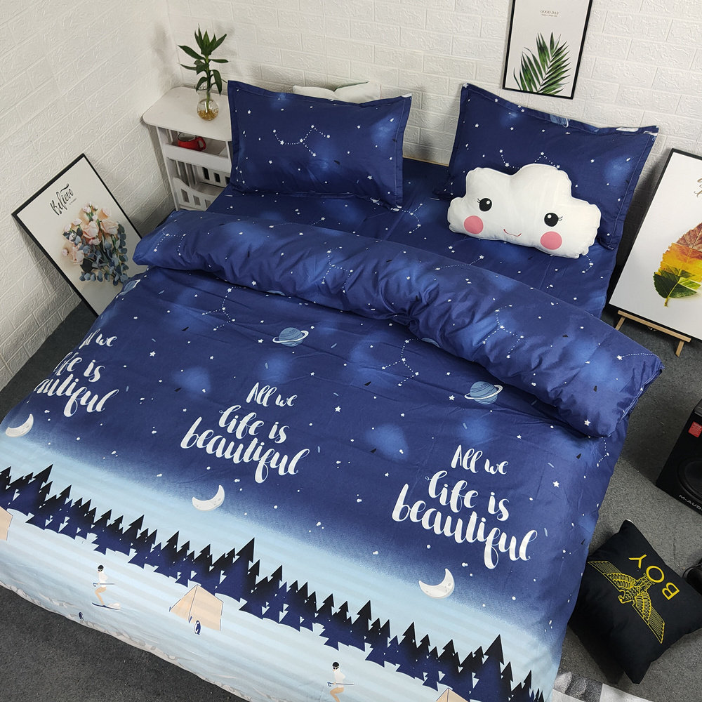 件套网红星空麋鹿被罩单件被套双人床上用品四件被套