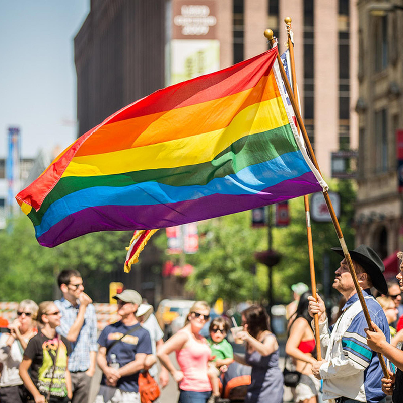 rainbowpride彩虹骄傲月平平权活动手摇彩虹旗lgbt小众旗帜