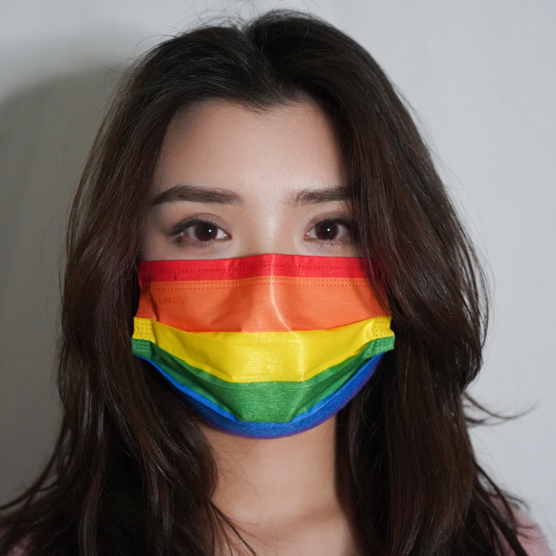 rainbowpride六色彩虹防尘一次性口罩lgbt透气防晒时尚口罩