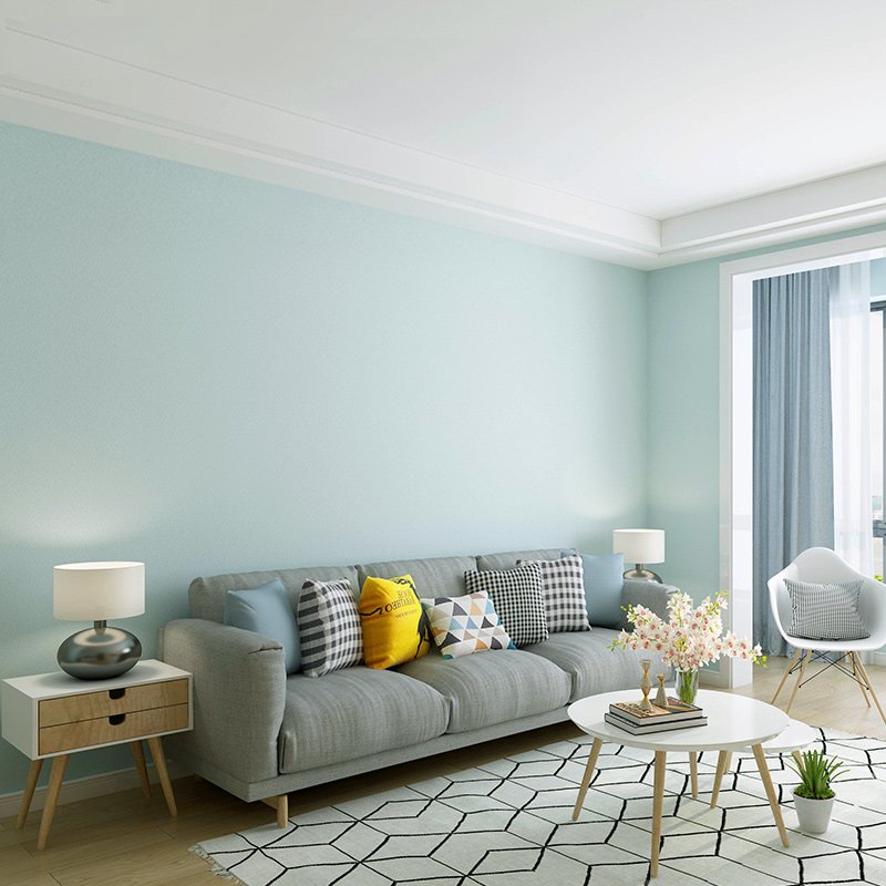 加厚清新现代简约纯色防水无缝墙布墙布