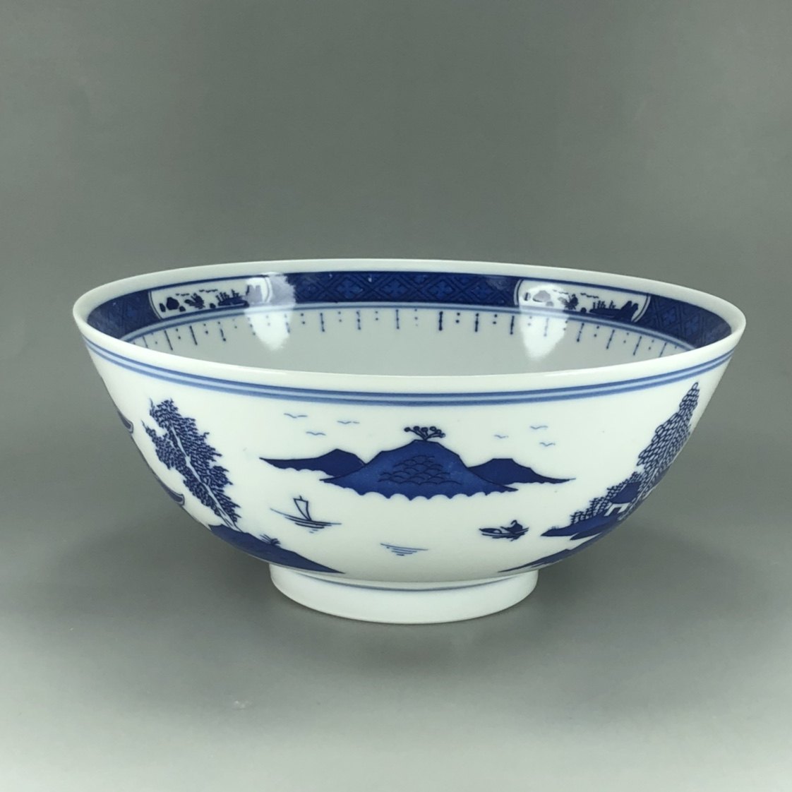 景德镇陶瓷餐具釉下老式青花玲珑仿古7英寸大码米饭碗