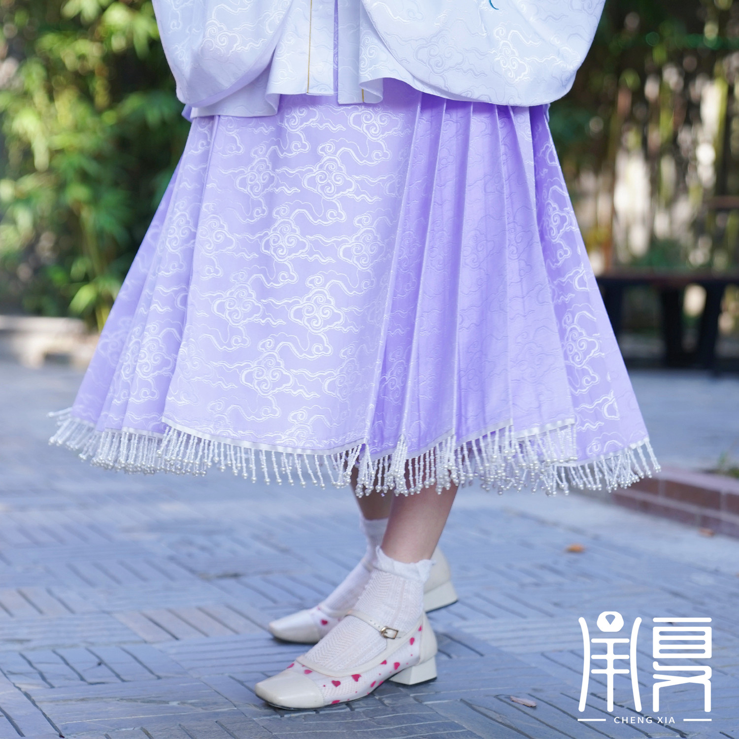 汉服承夏珠泪马面裙明制暗花珍珠流苏新品裙子汉服