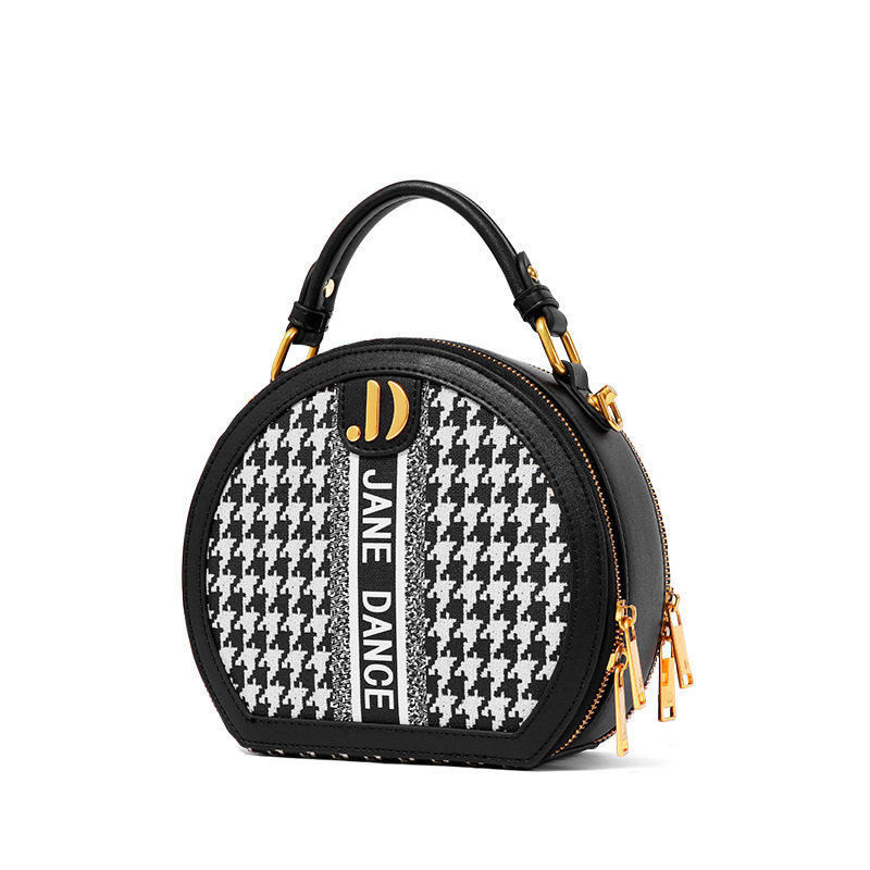 janedance包简舞包新款马鞍包千鸟格网红百搭半圆斜挎小众质感包