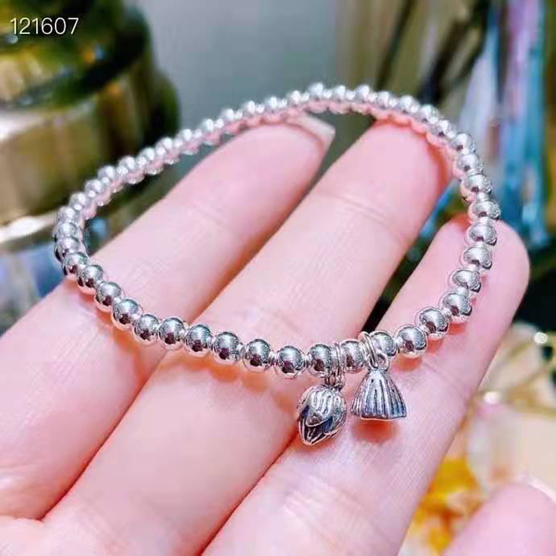 纯银银两世欢手链传承系列莲心莲蓬足银转运手链