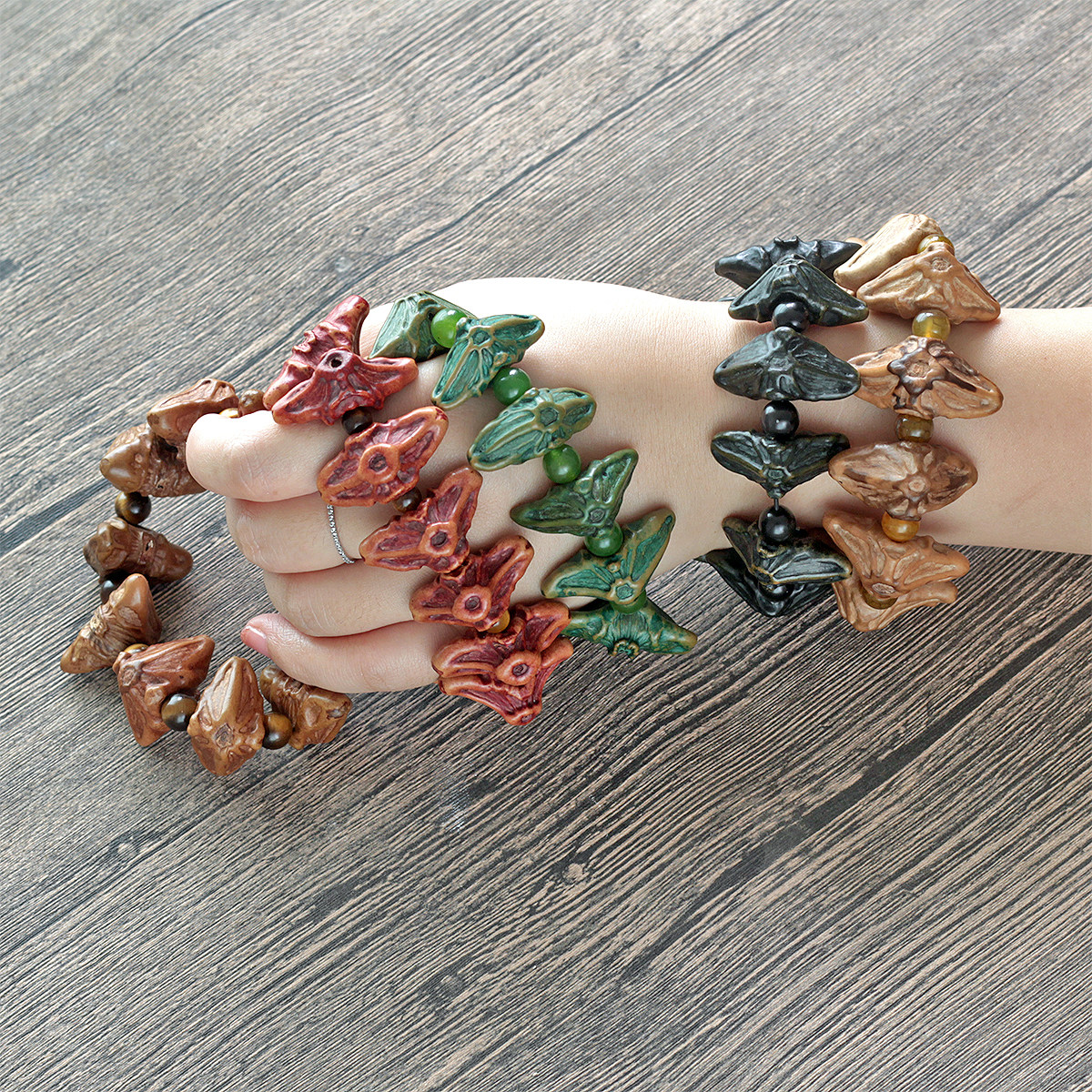 精制天然菱角手串手链鬼马鬼角菩提提子盘玩小众木作