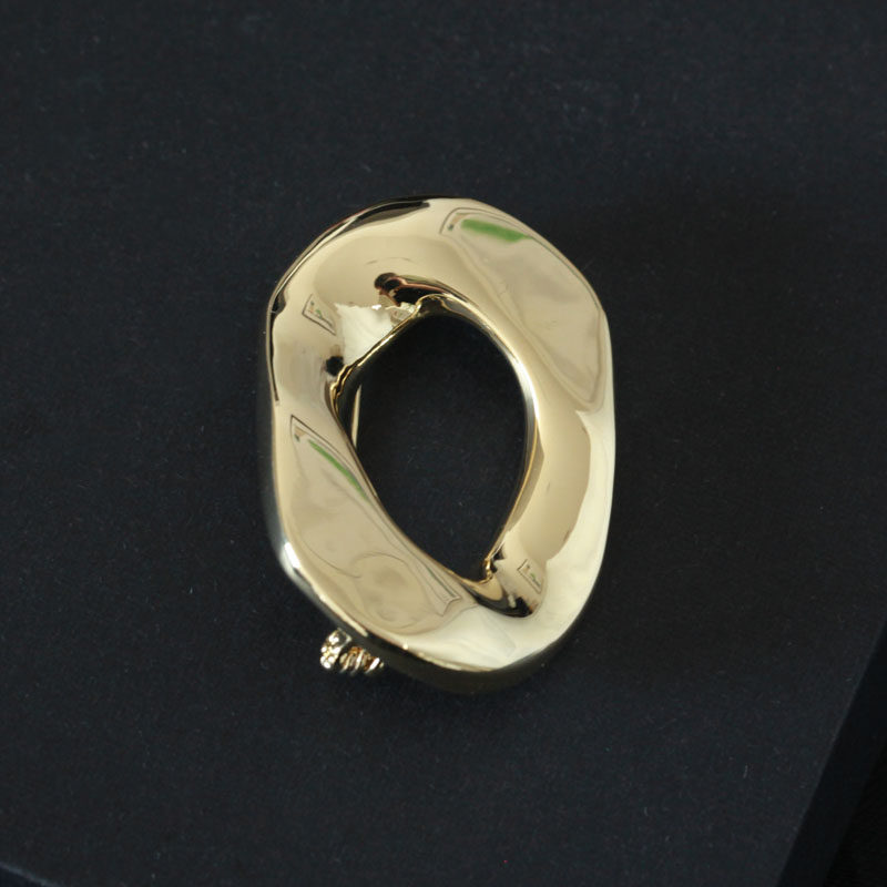 时尚ins胸针金属质感简约镀金椭圆胸花西装胸针