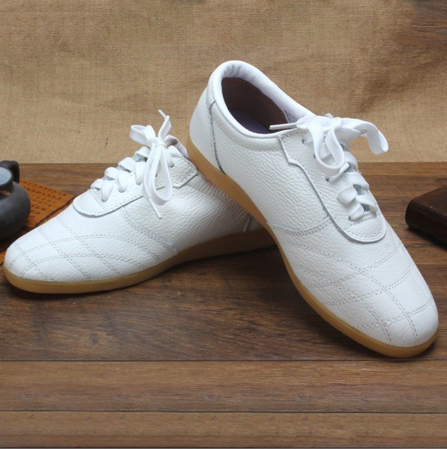 太极优质牛筋男女秋冬加绒牛皮武术练功真皮太极鞋