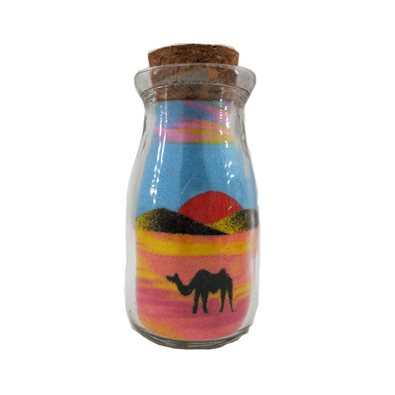 敦煌沙画瓶沙瓶画特色手工艺品沙山五色骆驼创意礼品沙画