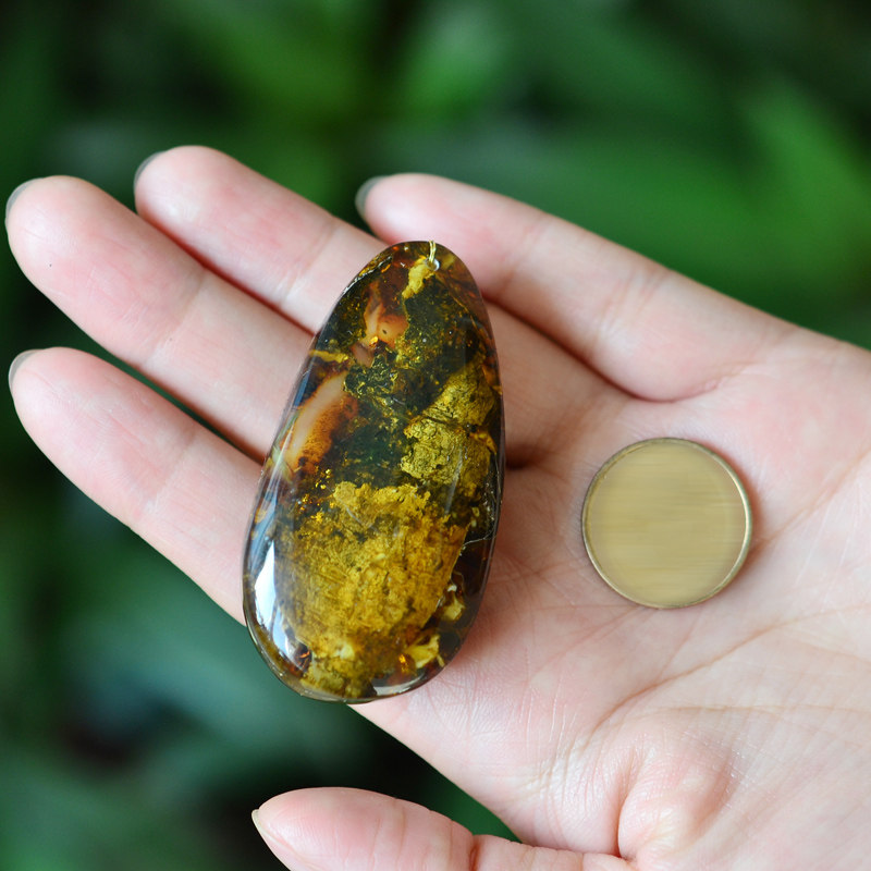 e.cats天然琥珀植物珀风景珀原石随形项链吊坠附鉴定证书