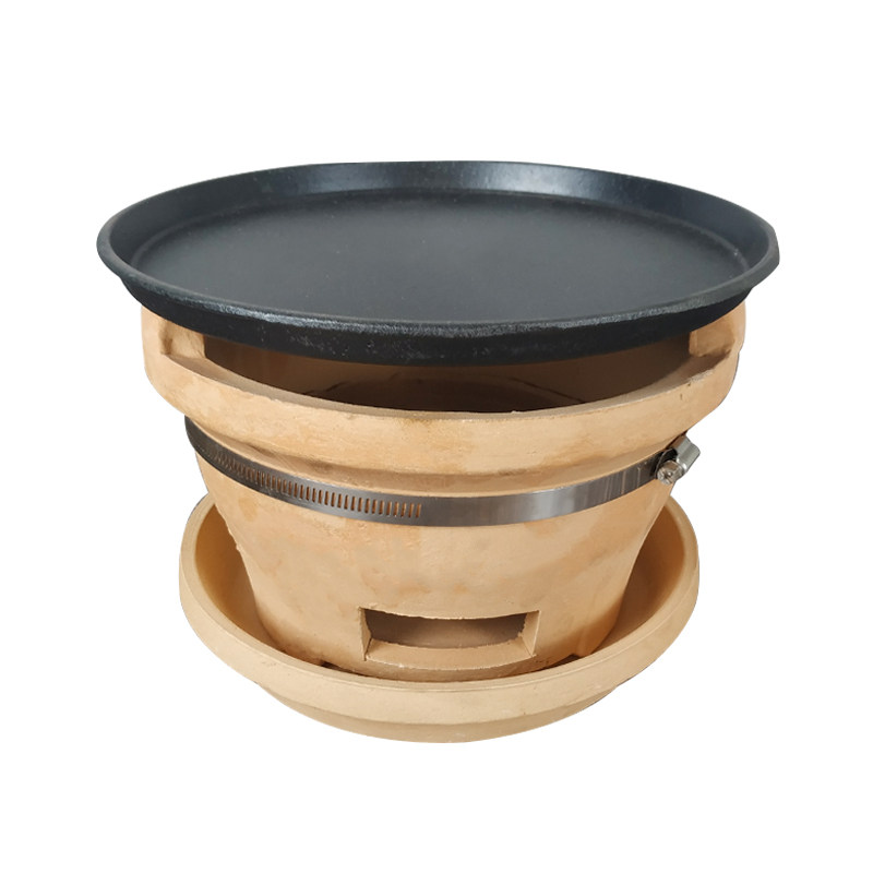 烤肉圆形铸铁烤盘家用铁板烧韩式不粘老式碳炉烧烤盘