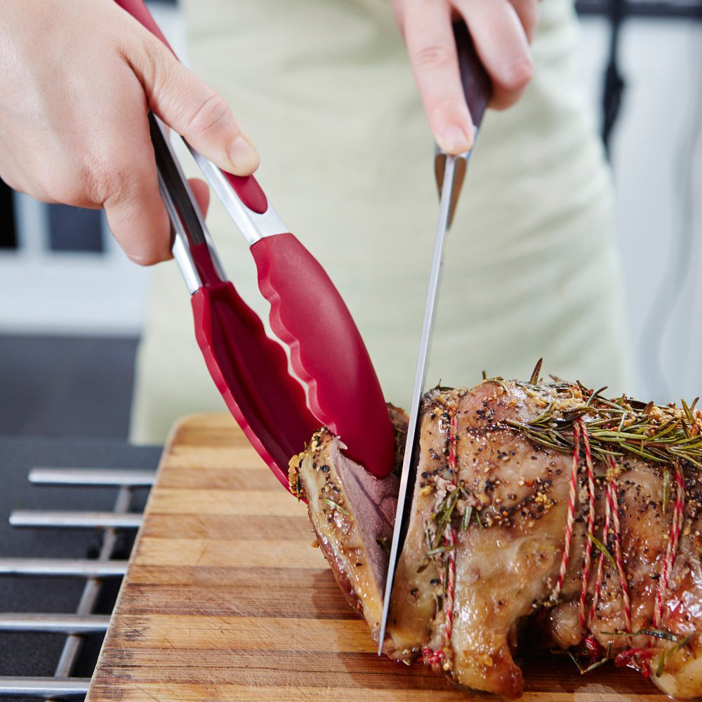 加厚厨房食品硅胶夹子烧烤食物夹菜不锈钢耐高温烧烤夹