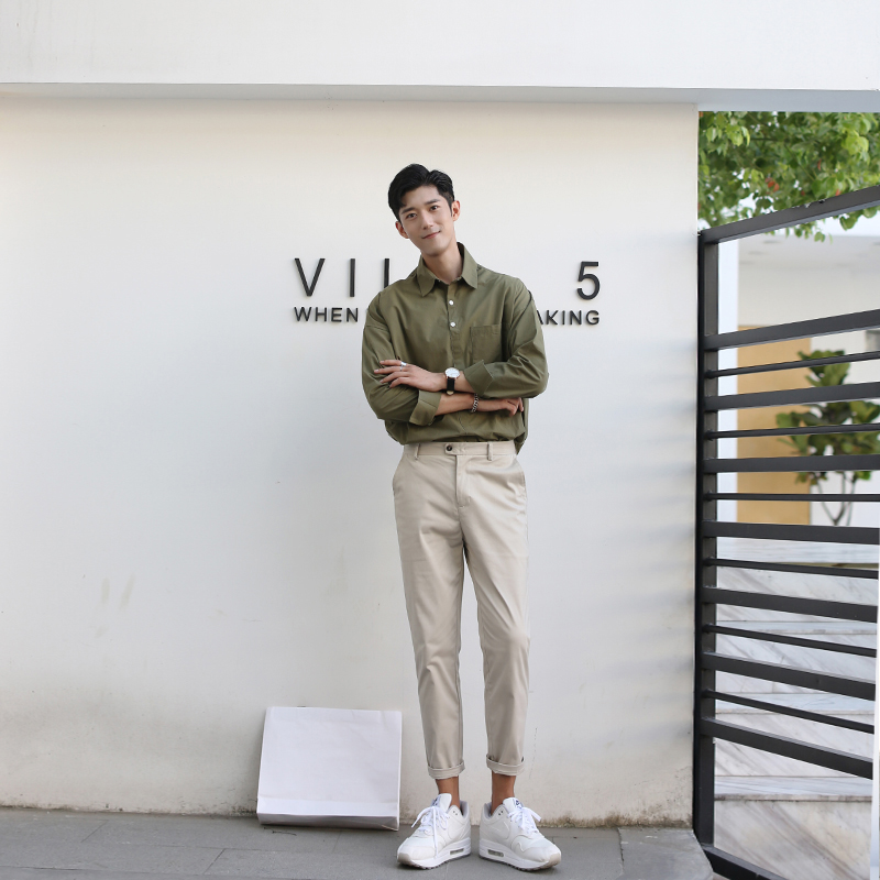 【王印学】衬衫男夏天长袖修身百搭cityboy休闲衬衣高级感炸街