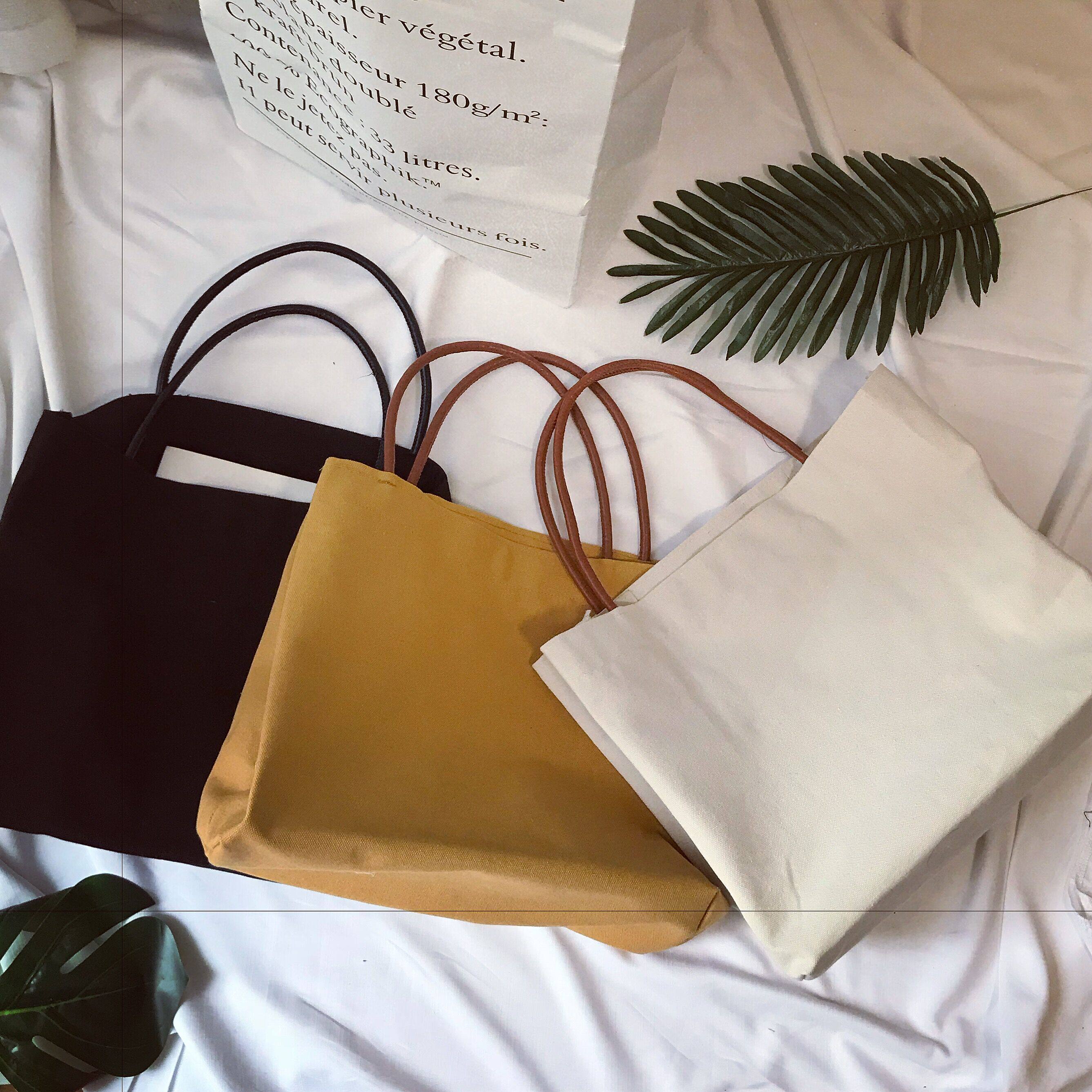 帆布布袋韩国简约纯色文艺单肩帆布包环保手提通用款女包