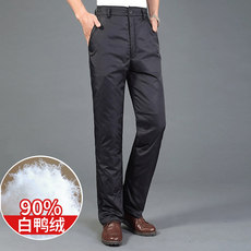Down trousers men wear thick high waisted men's outdoor straight down warm casual cotton trousers Down trousers men wear thick high waisted men's outdoor straight down warm casual cotton trousers