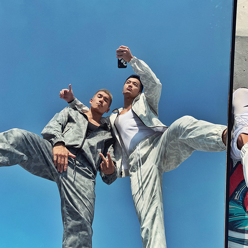 男士运动omg潮牌春秋秋季迷彩开衫夹克健身运动茄克