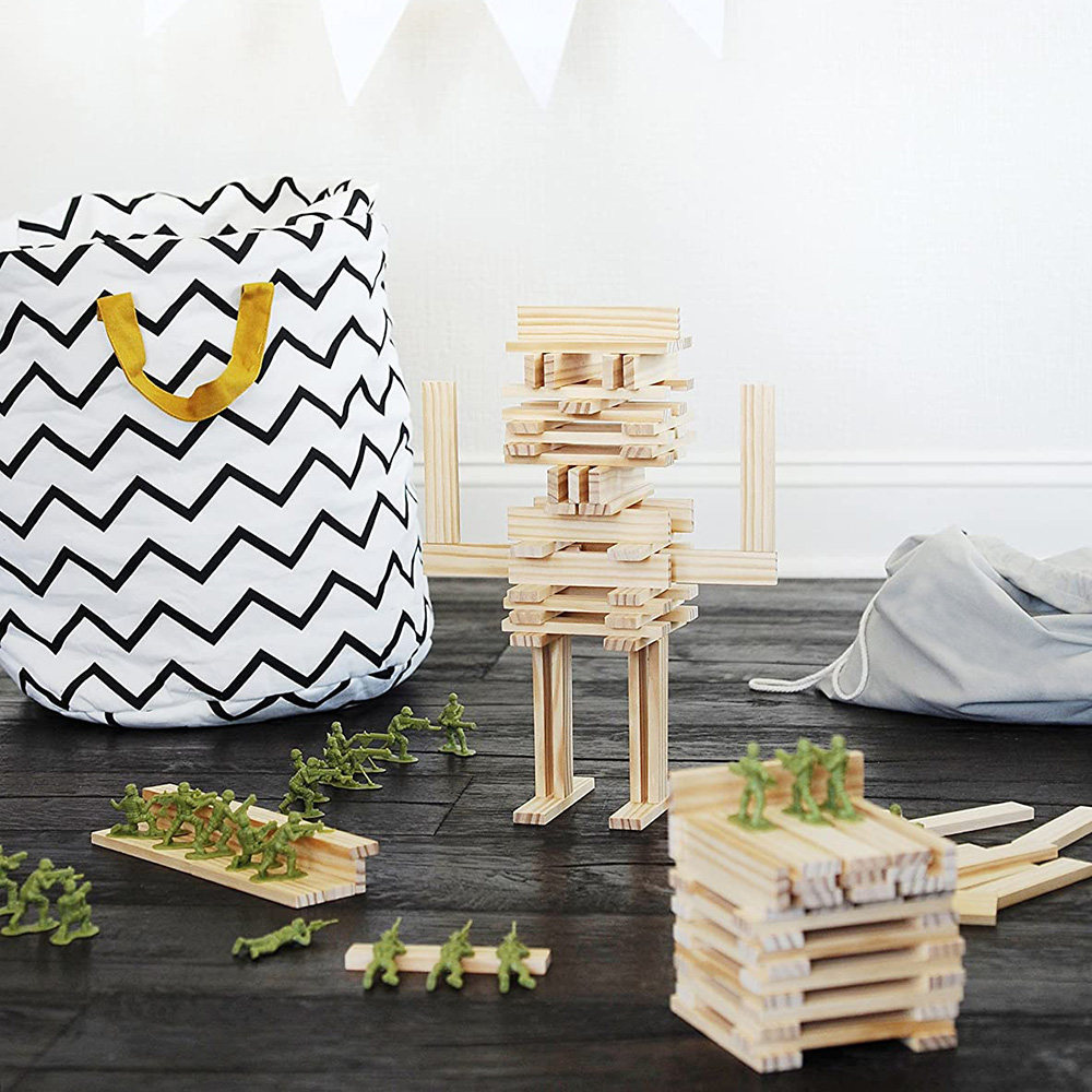 积木建筑益智diy早教搭建木条200pcs多米诺骨牌