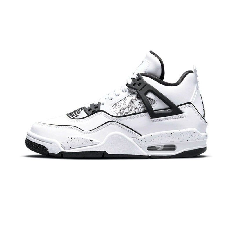 悬浮运动airjordanaj4diy黑白手绘涂鸦篮球篮球鞋