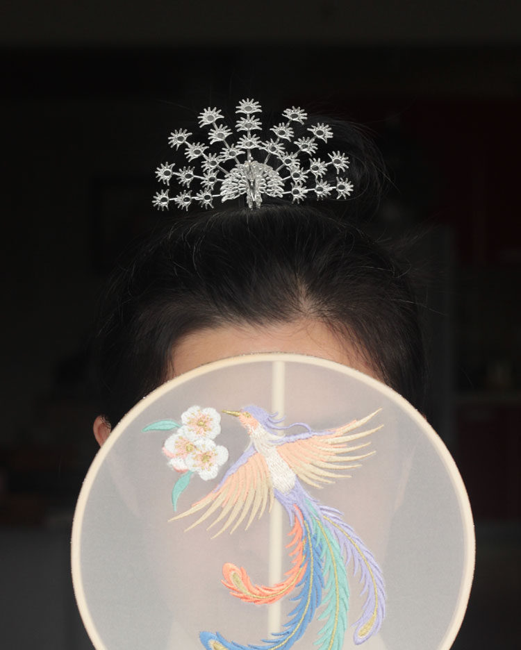 惊艳孔雀纯银发簪原创古典宫廷头饰盘发汉服头发饰