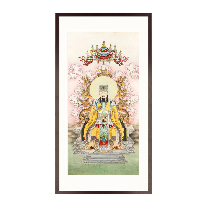 手绘工笔道教神仙人物国画玉皇大帝画像水陆法会国画