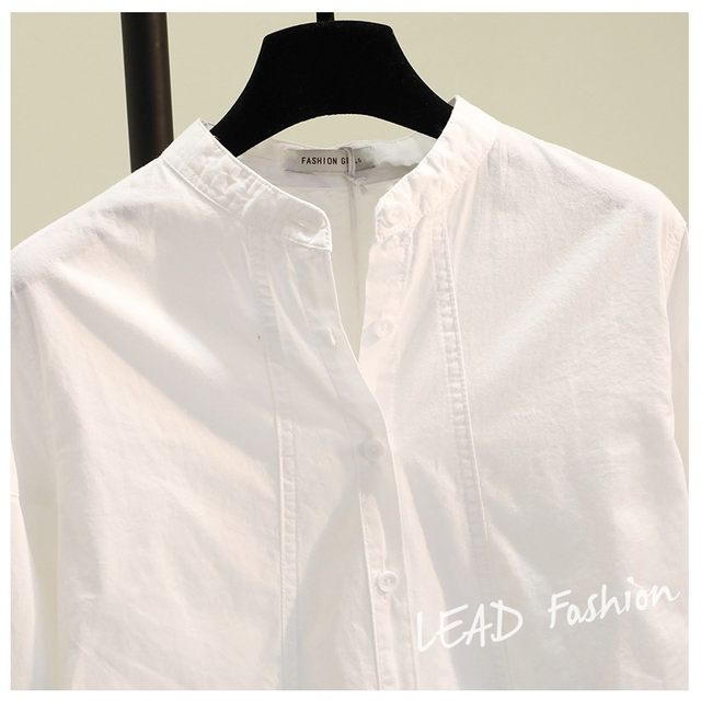 Collar white cotton shirt female 2020 spring and autumn new leisure wild Hanfan Wen Yi comfortable T-shirt shirt Collar white cotton shirt female 2020 spring and autumn new leisure wild Hanfan Wen Yi comfortable T-shirt shirt
