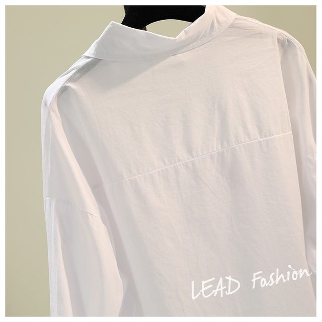 Embroidery cartoon cotton and linen white shirt female 2020 autumn new Han Fan literary loose casual shirt upper clothes tide Embroidery cartoon cotton and linen white shirt female 2020 autumn new Han Fan literary loose casual shirt upper clothes tide