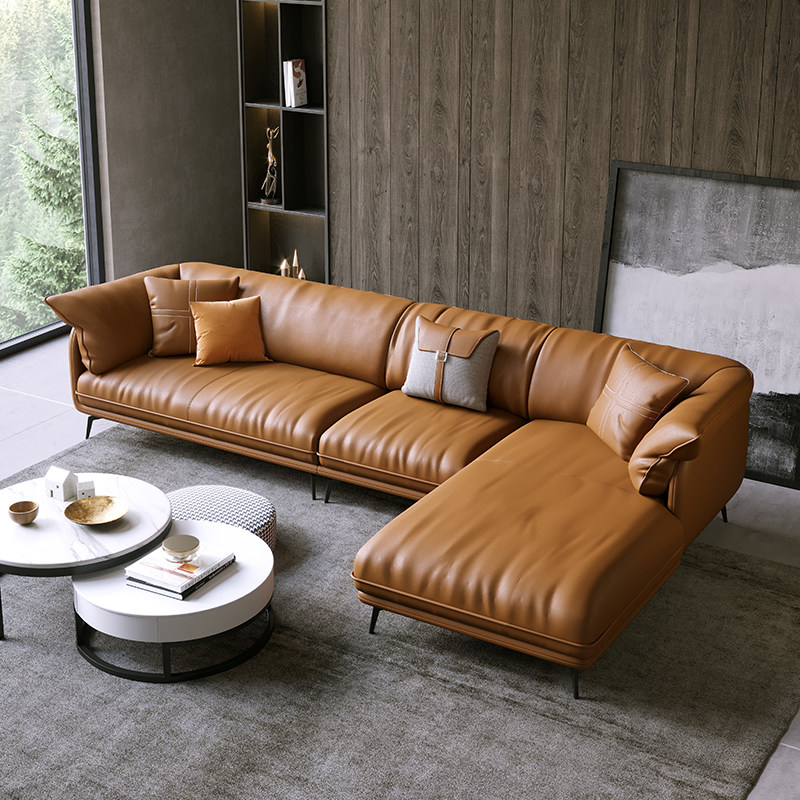 意式极简羽绒真皮超软沙发沙发客客厅北欧现代皮艺沙发
