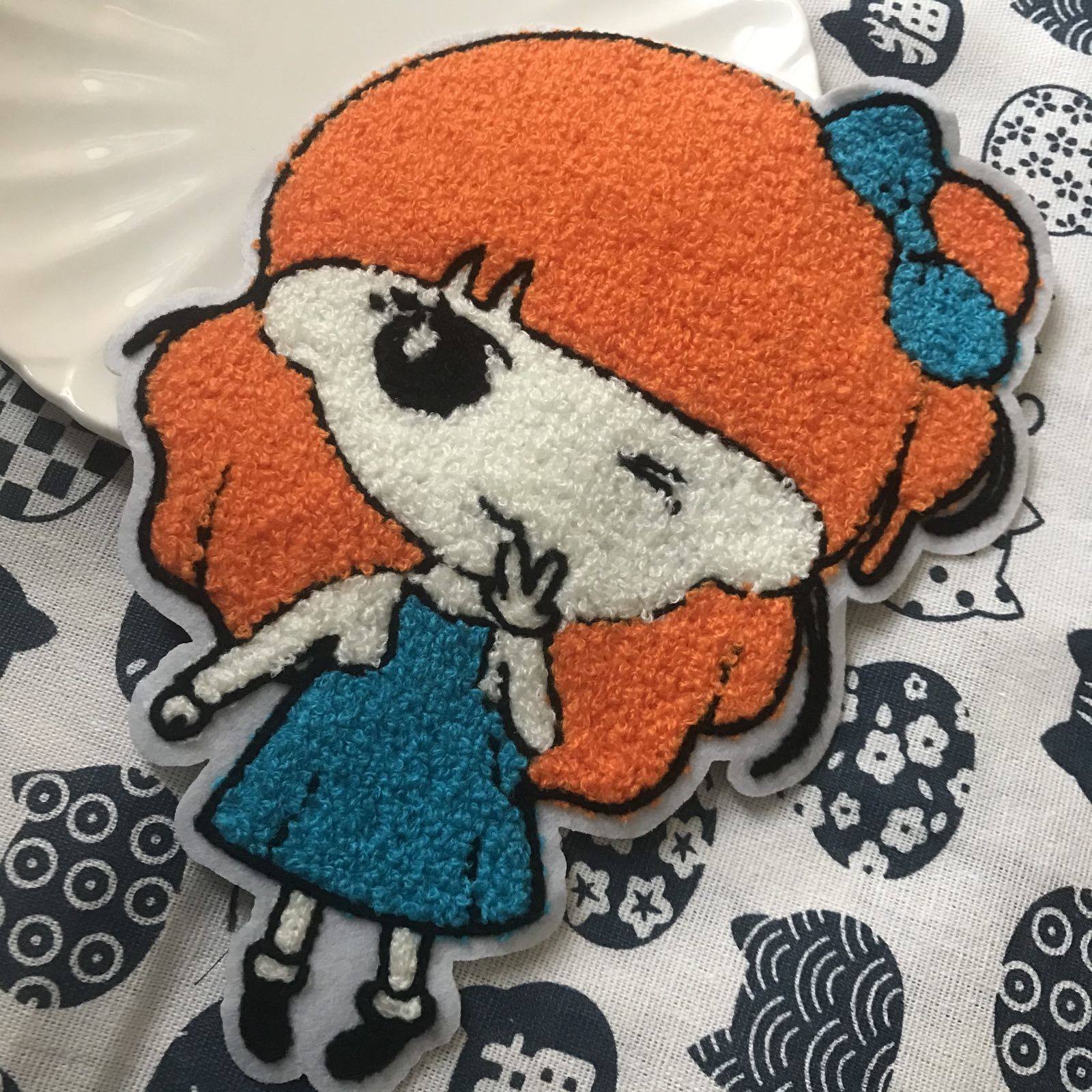 大号毛线毛巾绣布无背胶需手小女孩衣服服贴17厘米布贴