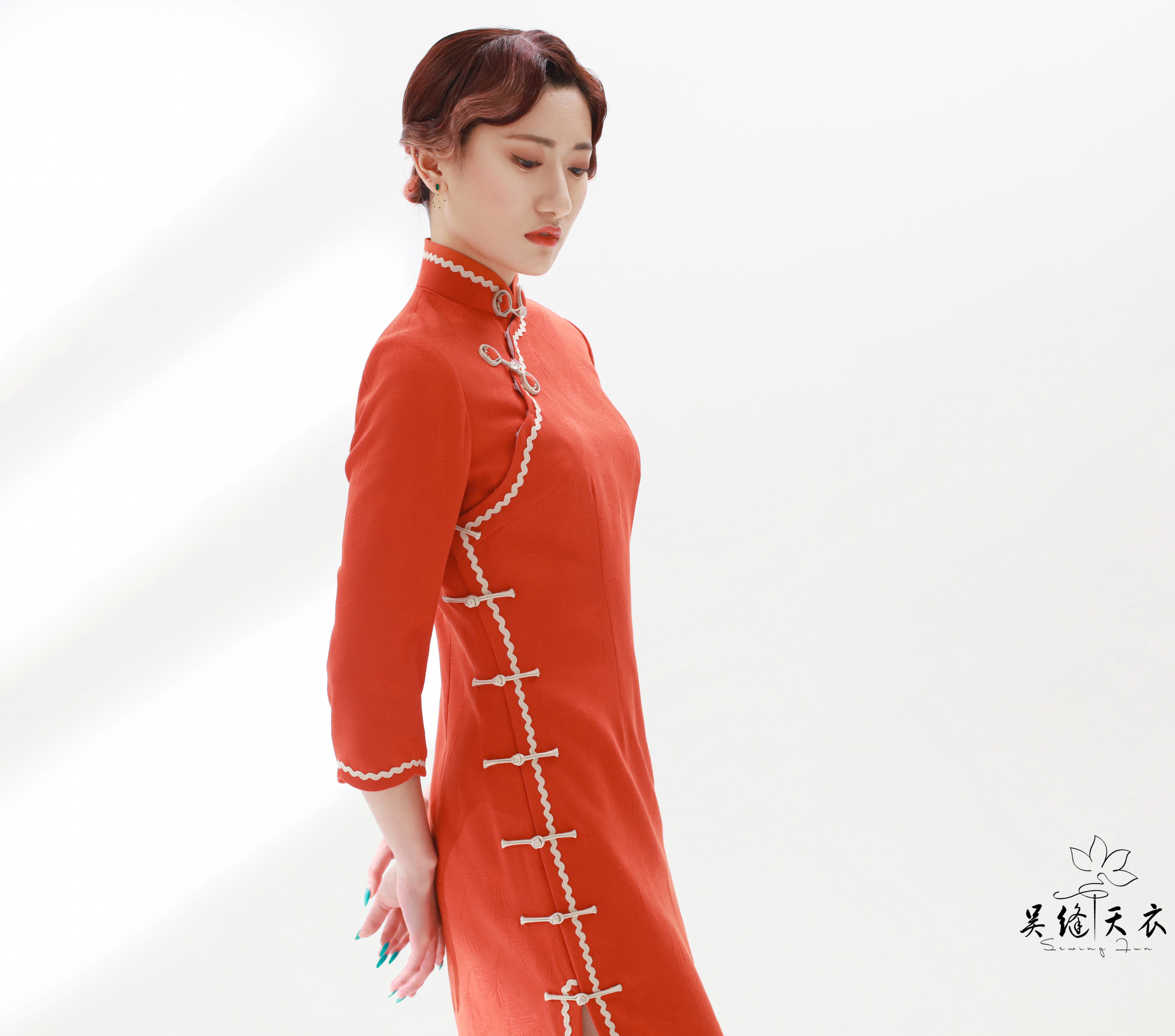 笑叹吴缝天衣原创2021春夏旗袍改良日常纯色旗袍