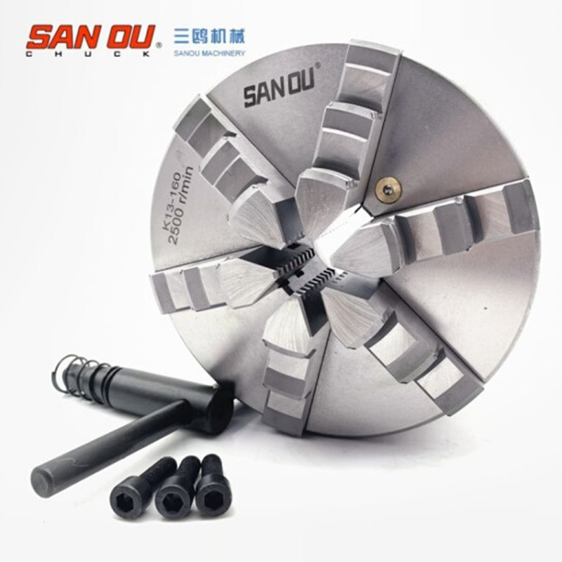 三鸥手动联动精密六爪自定定心卡盘k13-160车床卡盘