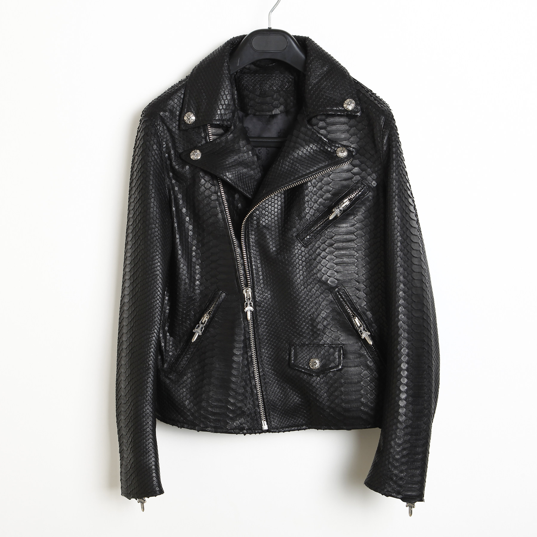 rdisdain高端定制进口蟒蛇蛇皮jjdean潮男机车皮衣