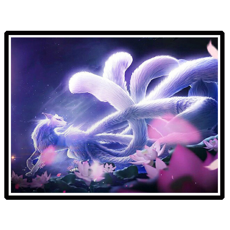 diy钻石画贴钻画梦幻九尾狐古风粘钻画方钻满钻圆钻十字绣钻石绣