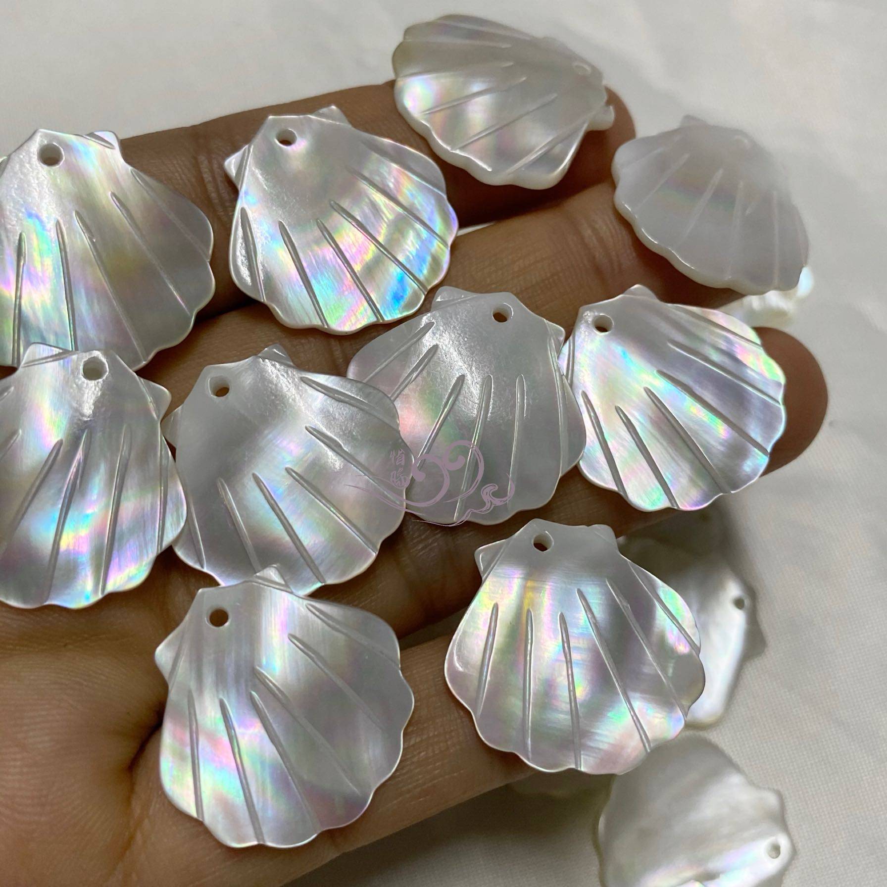 贝壳扇贝diy耳饰美国白贝幻彩实物美美其他diy饰品配件