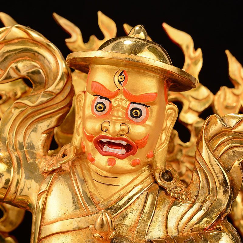 佛缘单坚狮子10寸纯铜全鎏藏传佛教密宗供佛单坚护摆件