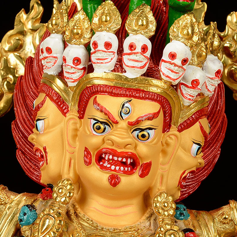 佛缘单身三面马头金刚10寸纯铜全鎏藏传佛教密宗摆件