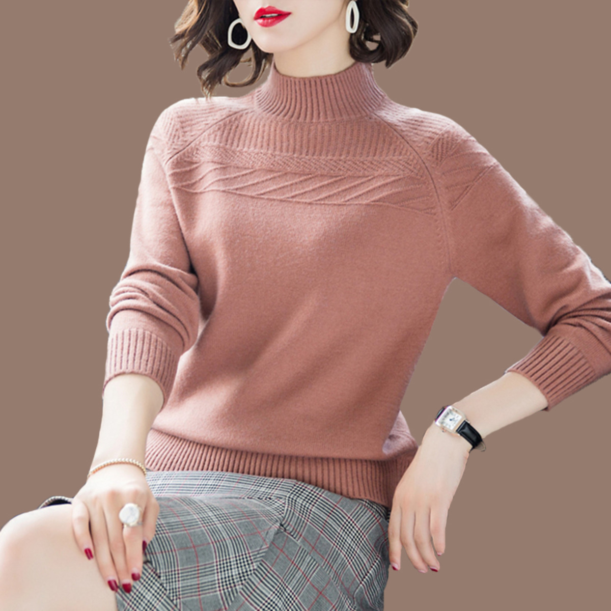 半高领女士毛衣2020新款秋冬羊毛衫加厚纯羊毛100宽松外穿羊绒衫