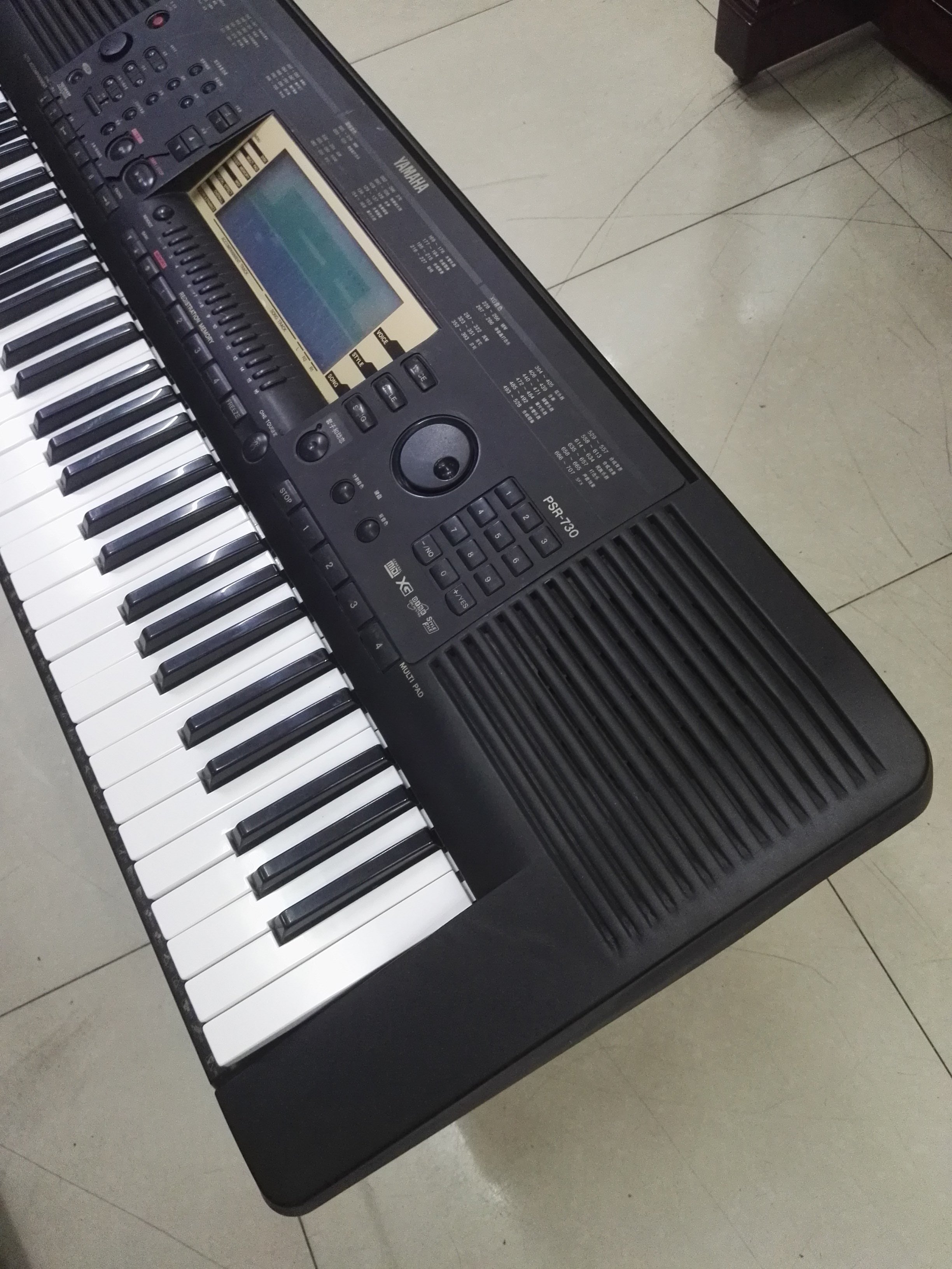 电子琴雅马哈psr-730超大显示屏键带力度多功能电子琴