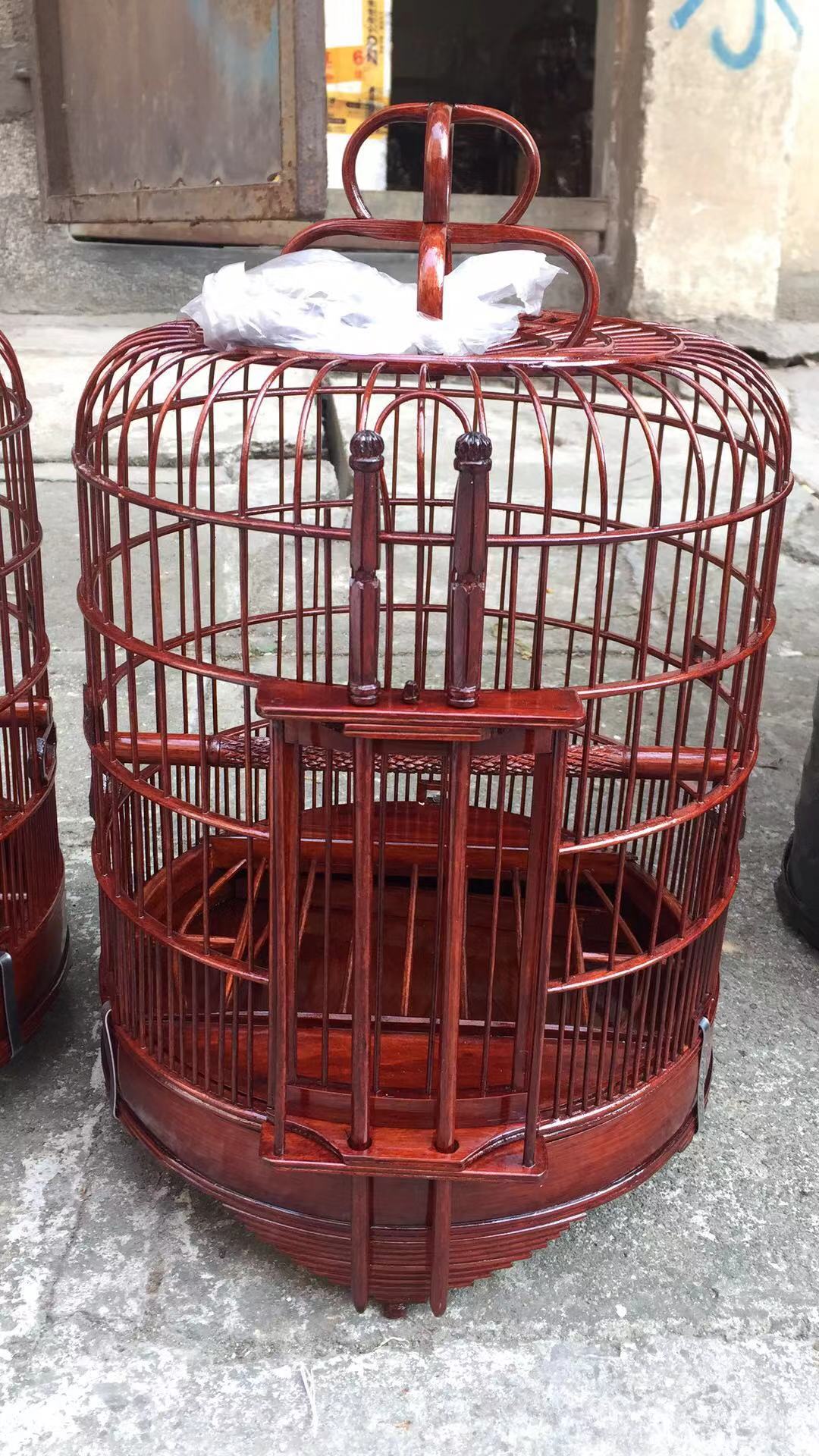 老竹子鸟大号竹笼子母鸟广笼画眉鸟母笼清柒漆鸟笼子