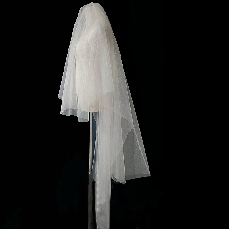 星光多层齐地新娘头纱主婚婚纱结婚婚礼盖头头纱