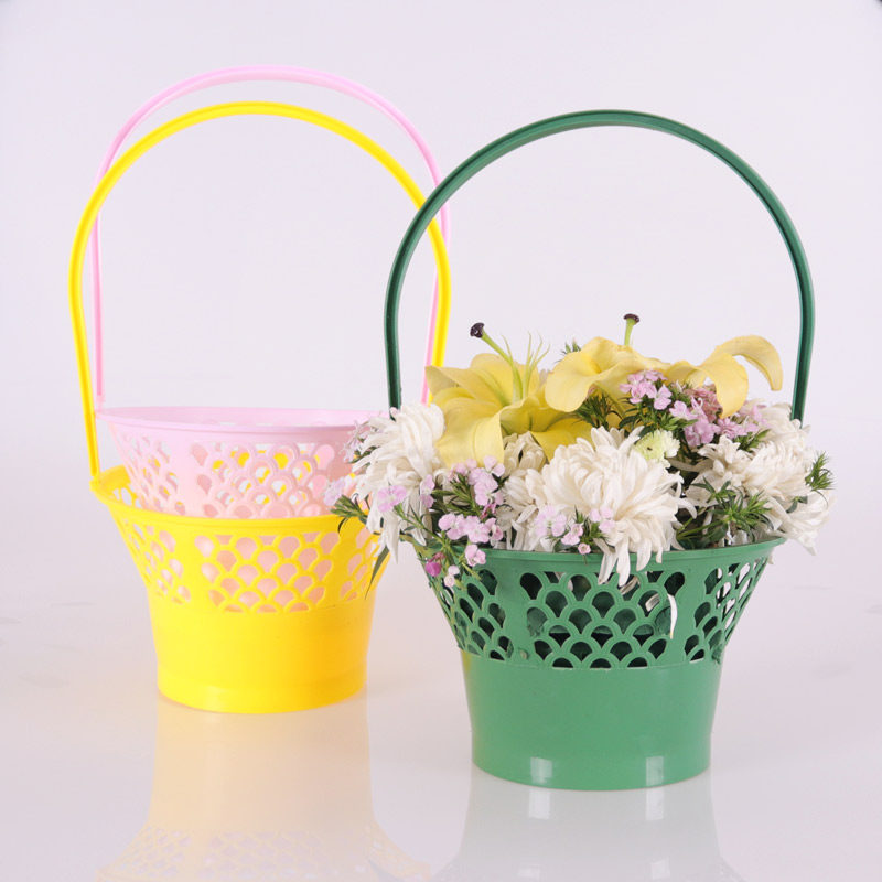 花篮鲜花清明节手提花店塑料水果礼品篮子镂空花篮