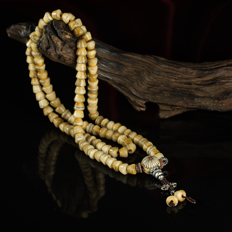 念珠佛珠藏传密宗清代玉化玛尼传承108颗珠串佛珠手链