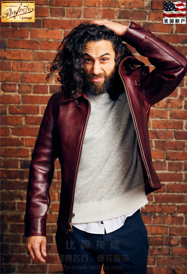 schottnyc2016限量sunset霞光重装horween牛皮工装机车夹克皮衣