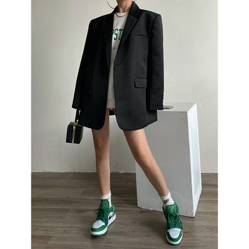 AcupStudio Jiang Upper Satin Glossy Suit Jacket 2024 Spring One Button Shoulder Pad Street Suit Women