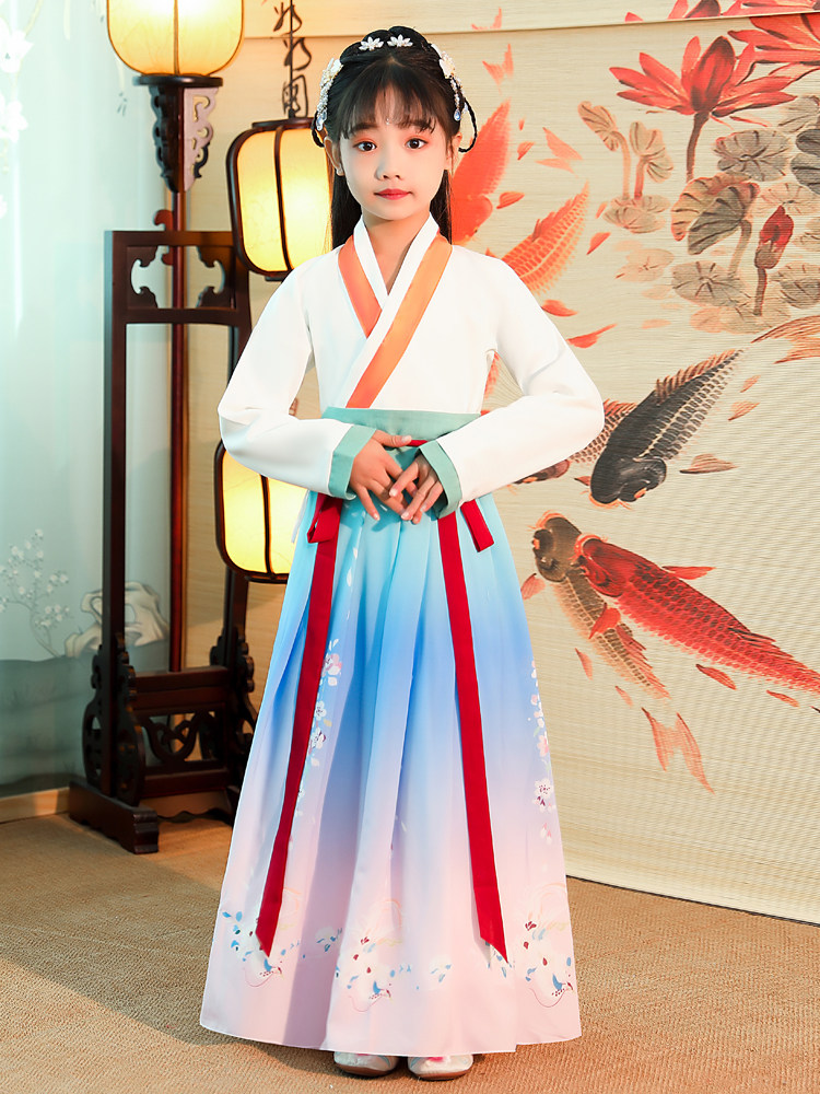 古装儿童连衣裙冬装秋冬小女孩唐装国风宋服中女童儿童演出服