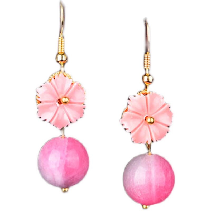 简约气质可爱粉色耳环民族风复古古风耳坠饰品耳环